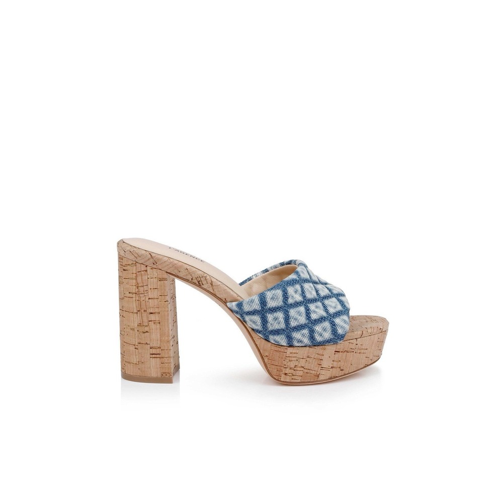 L'AGENCE Blue Patterned Cork Platform Sandals-like new!